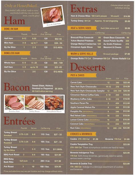 honeybaked ham menu|honey baked ham menu with prices.